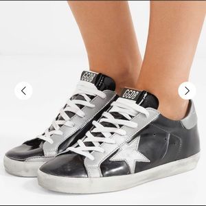 GOLDEN GOOSE Superstar patent silver star sneaker